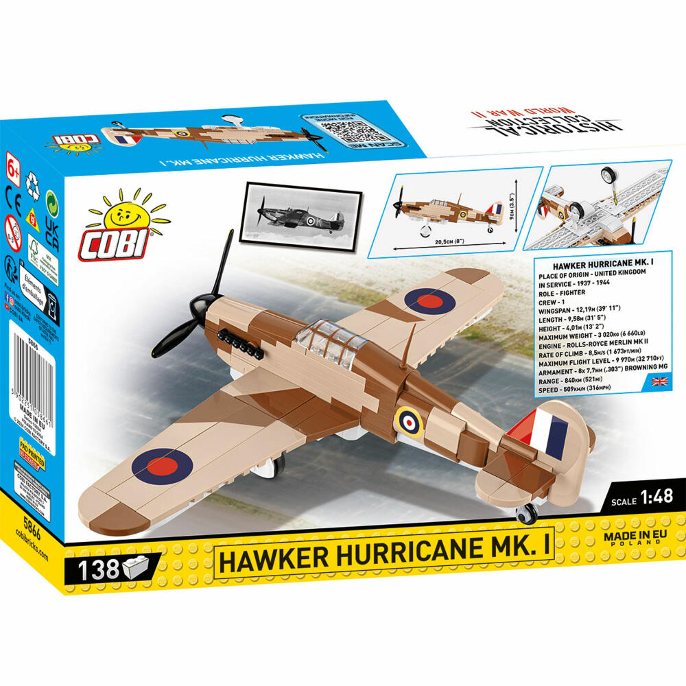 Cobi Klemmbaustein-Set Hawker Hurricane Mk.1, Flugzeug, WW2, 138 Teile, COBI-5866