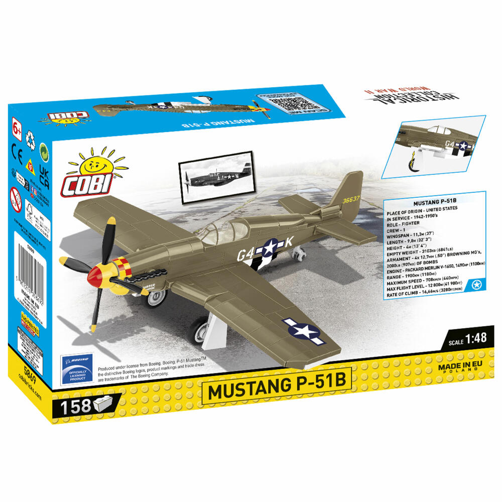 Cobi Klemmbaustein-Set Mustang P-51B, Flugzeug, WW2, 158 Teile, COBI-5869