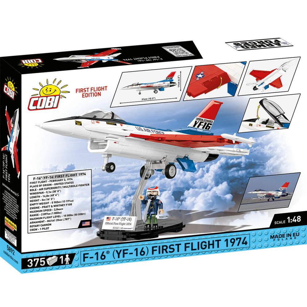 Cobi Klemmbaustein-Set F-16 / YF-16 First Flight 1974, Flugzeug, 375 Teile, COBI-5892