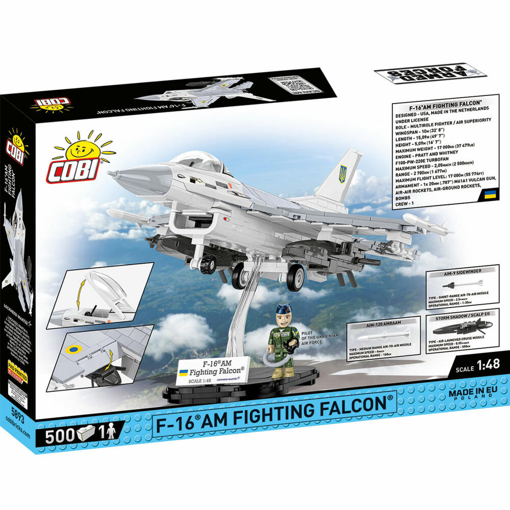Cobi Klemmbaustein-Set F-16AM Fighting Falcon Ukraine, Flugzeug, 500 Teile, COBI-5893