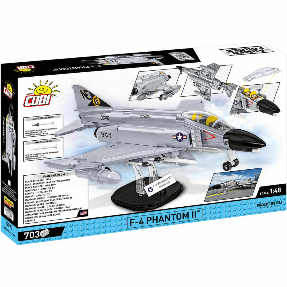 Cobi Klemmbaustein-Set F-4 Phantom II - USS Midway, Flugzeug, 703 Teile, COBI-5897