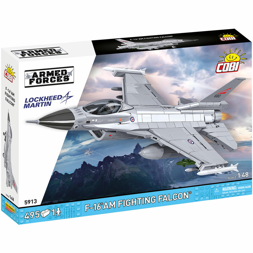 Cobi Klemmbaustein-Set F-16AM Fighting Falcon DK, Flugzeug, 495 Teile, COBI-5913