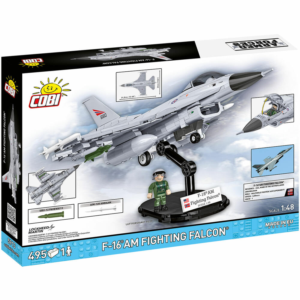 Cobi Klemmbaustein-Set F-16AM Fighting Falcon DK, Flugzeug, 495 Teile, COBI-5913