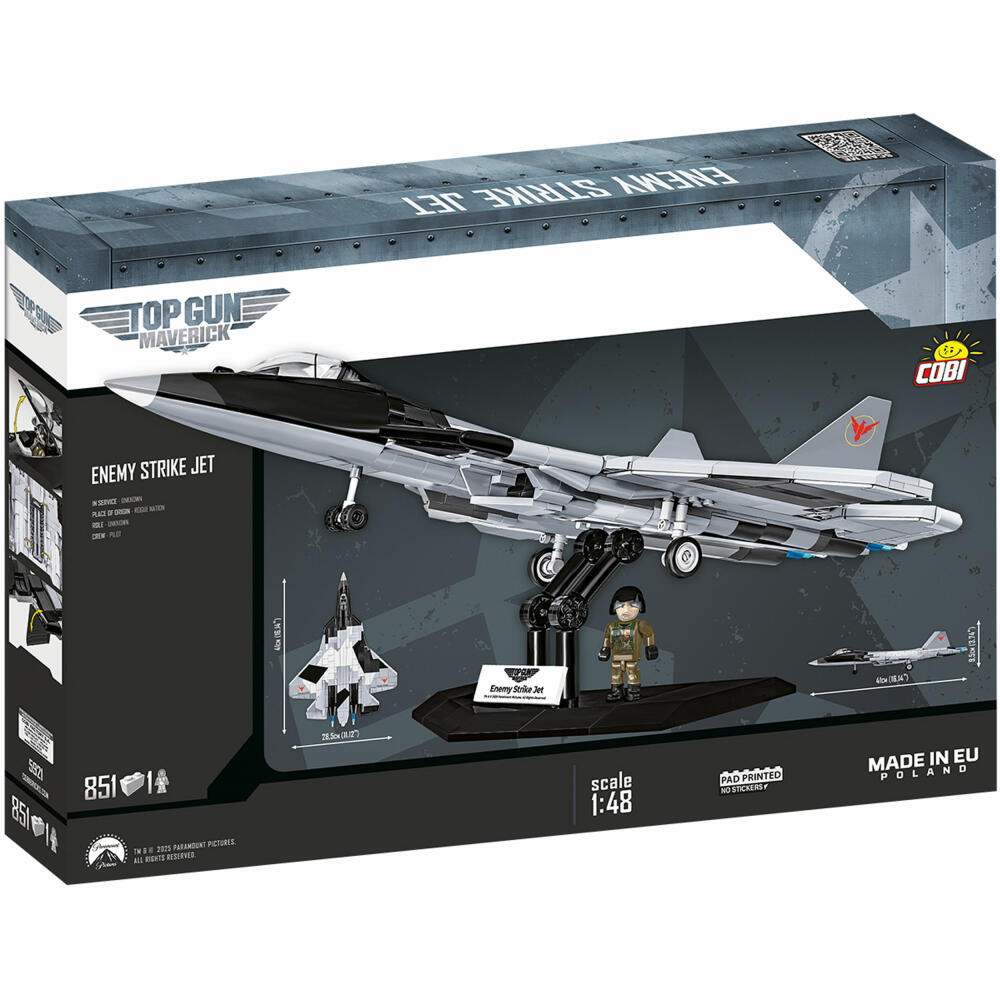 Cobi Klemmbaustein-Set Enemy Strike Jet Top Gun, Flugzeug, 851 Teile, COBI-5921