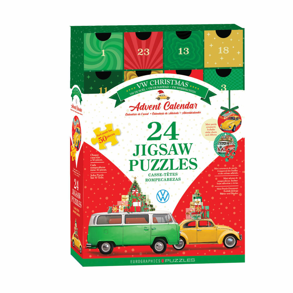 Eurographics Puzzle-Adventskalender VW Christmas, 24 x 50 Teile, 13 x 13 cm, 8924-6062
