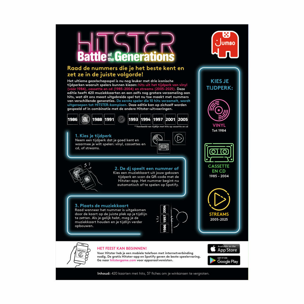 Jumbo Hitster Battle of the Generations, Musik Partyspiel, Ratespiel, ab 16 Jahren, 1110100784