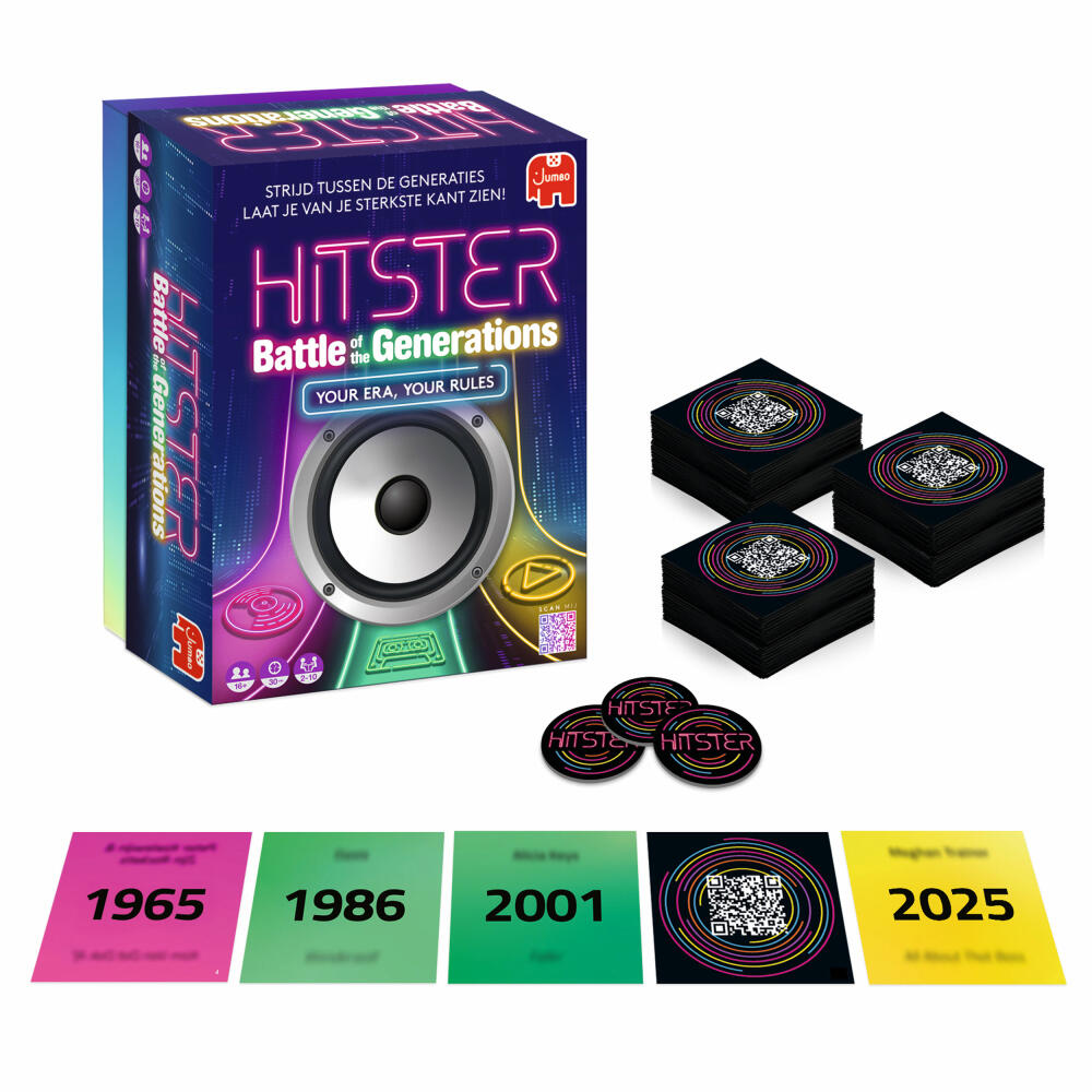 Jumbo Hitster Battle of the Generations, Musik Partyspiel, Ratespiel, ab 16 Jahren, 1110100784