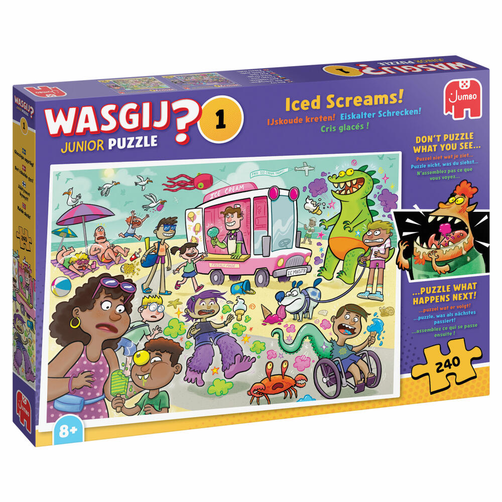 Jumbo Wasgij Junior 1 - Eiskalter Schrecken, Kinderpuzzle, Kinder Puzzle, 240 Teile, 1110100806