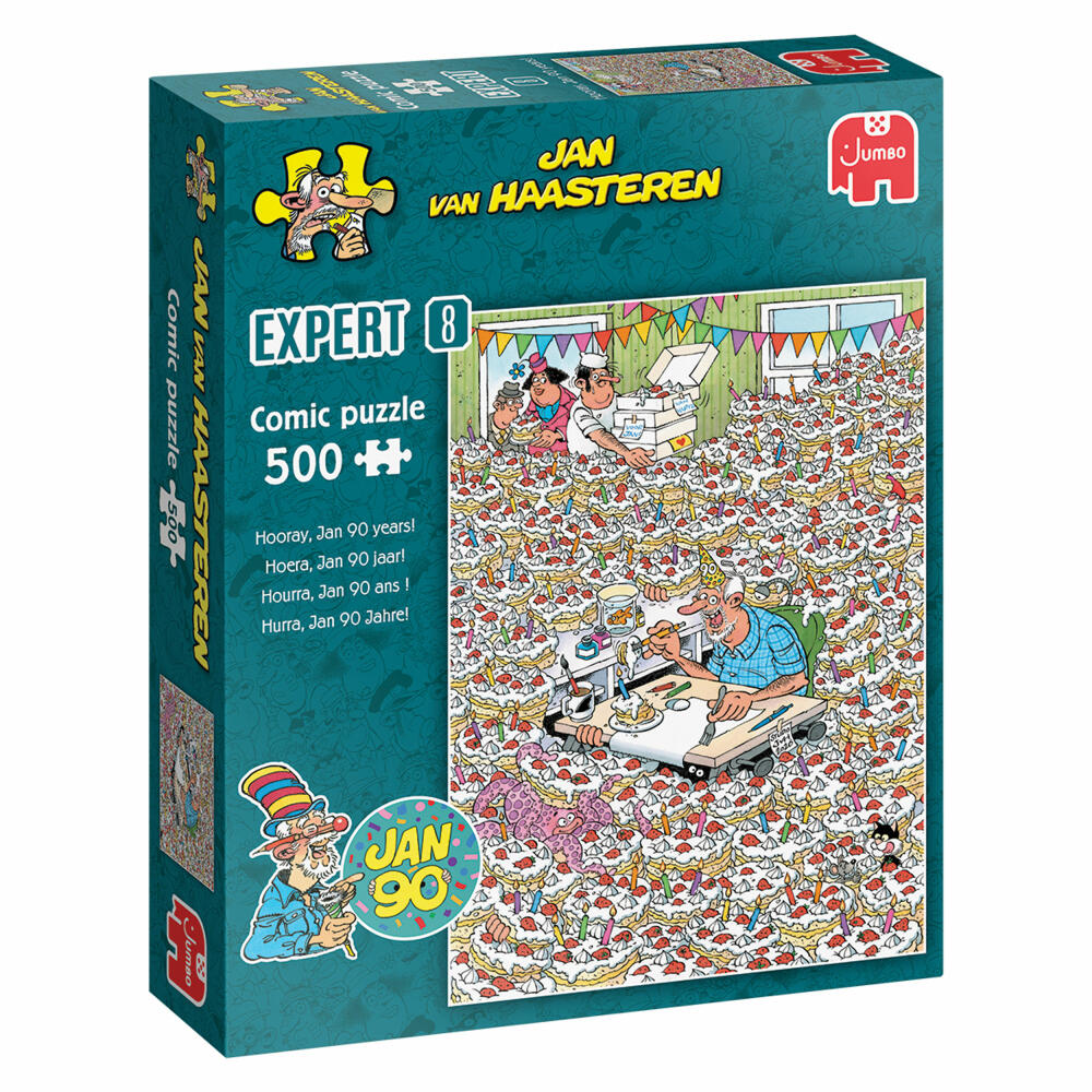 Jumbo Jan van Haasteren Expert 8 Hurra, Jan 90 Jahre!, Comic Puzzle, Erwachsenenpuzzle, 500 Teile, 1110100812