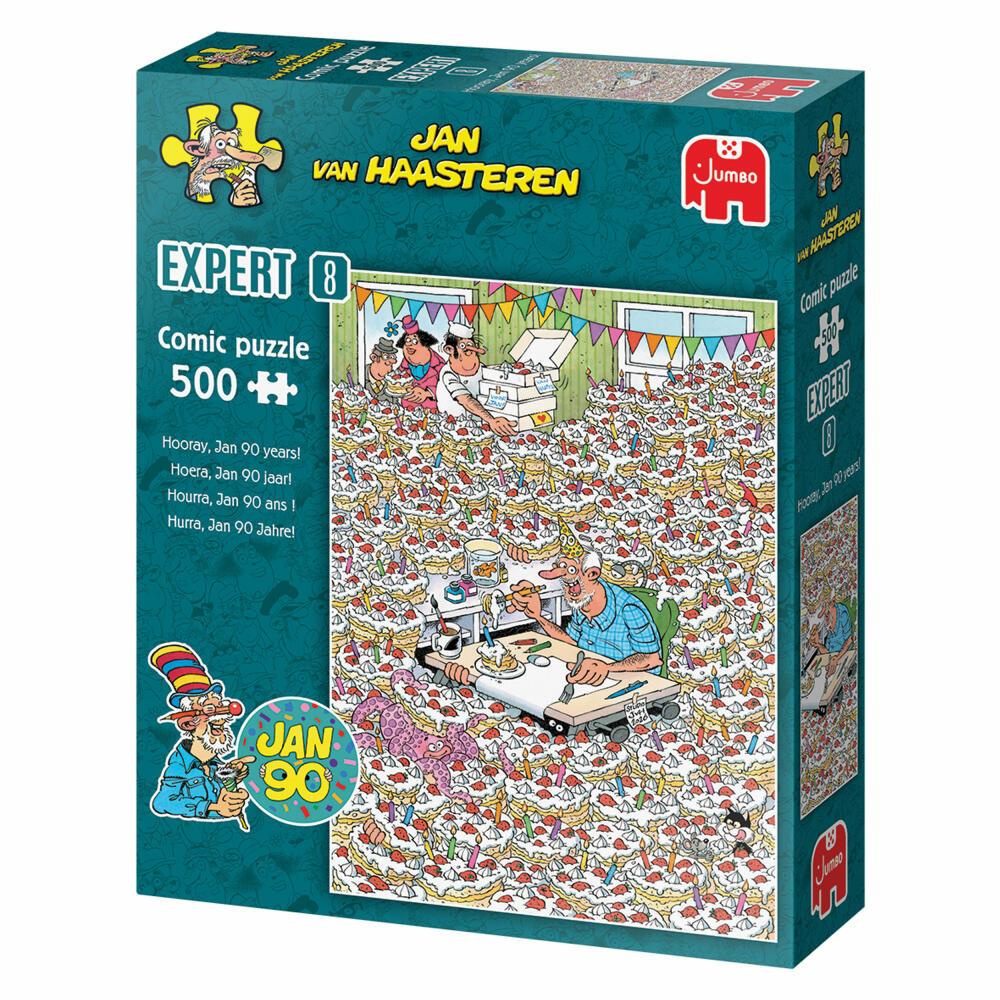 Jumbo Jan van Haasteren Expert 8 Hurra, Jan 90 Jahre!, Comic Puzzle, Erwachsenenpuzzle, 500 Teile, 1110100812