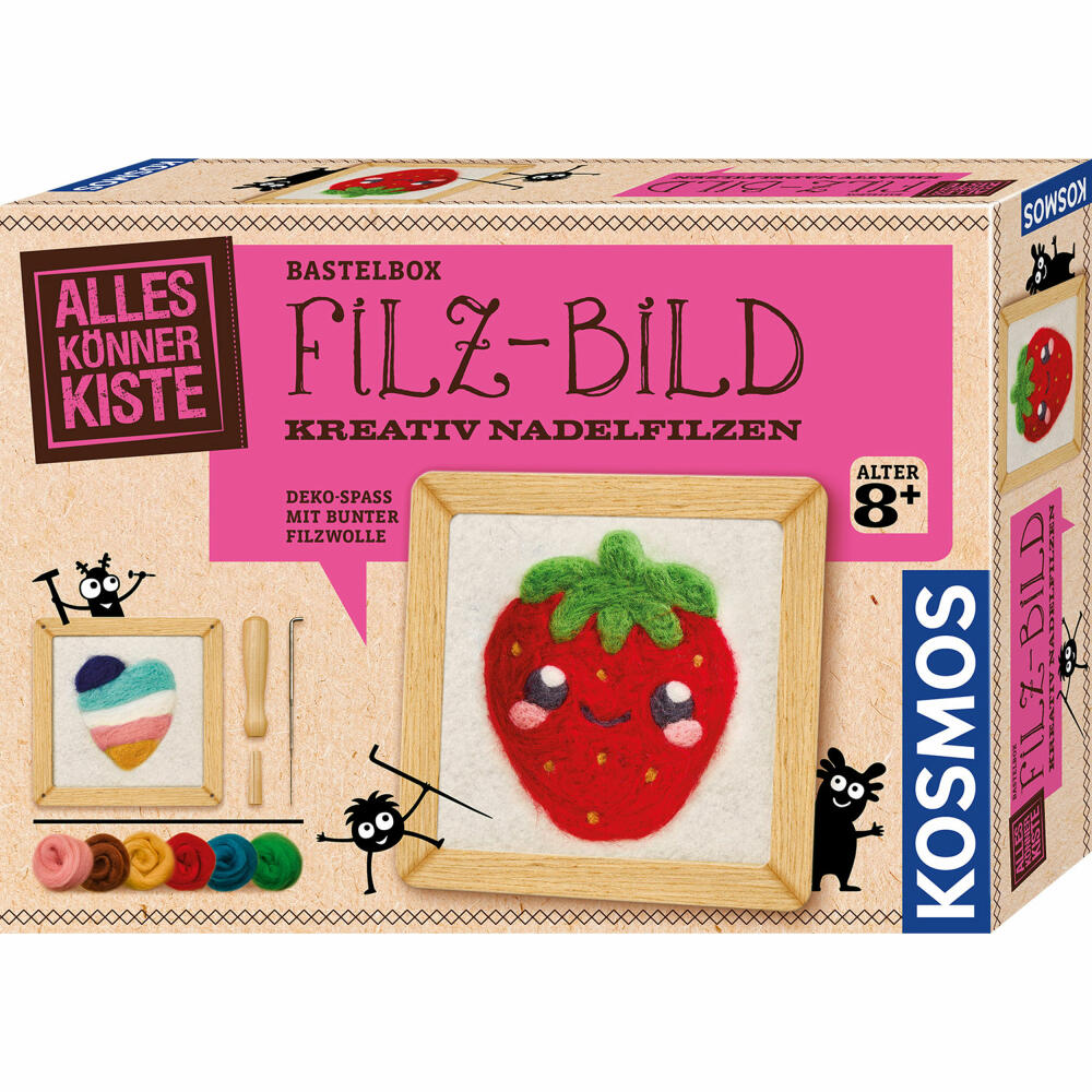 KOSMOS AllesKönnerKiste Filz-Bild, Nadelfilzen, Filzwolle, Kreativset, ab 8 Jahren, 605704