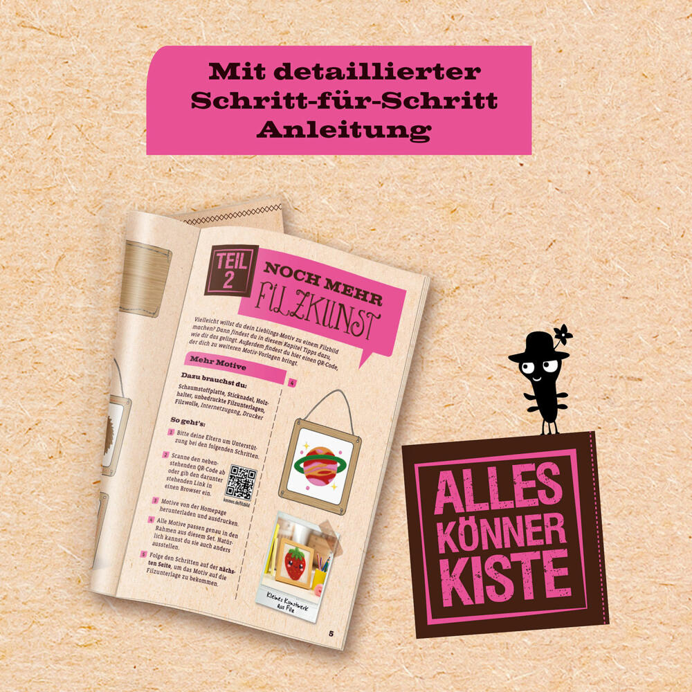KOSMOS AllesKönnerKiste Filz-Bild, Nadelfilzen, Filzwolle, Kreativset, ab 8 Jahren, 605704