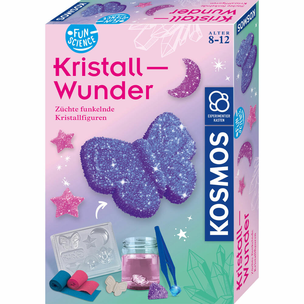 KOSMOS Fun Science Kristall-Wunder, Kristallfiguren, Experimentierset, ab 8 Jahren, 654368