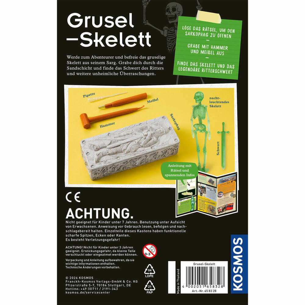 KOSMOS Grusel-Skelett, Ausgrabungsset, Ausgrabung, Experimente, ab 7 Jahren, 658328