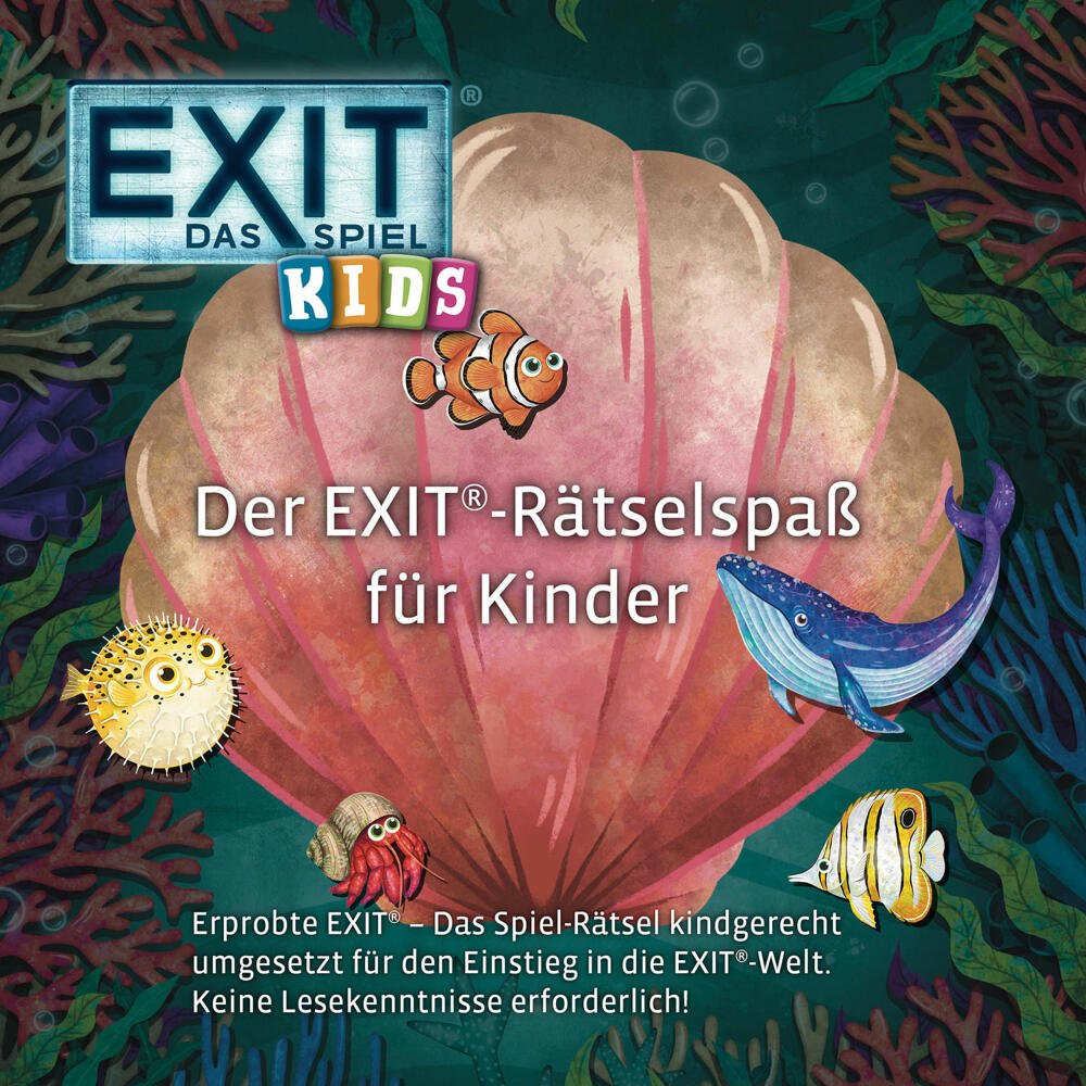 KOSMOS EXIT Kids Rätselspaß im Meer, Rätselspiel, Kinderspiel, Escape Room Spiel, ab 5 Jahren, 685546