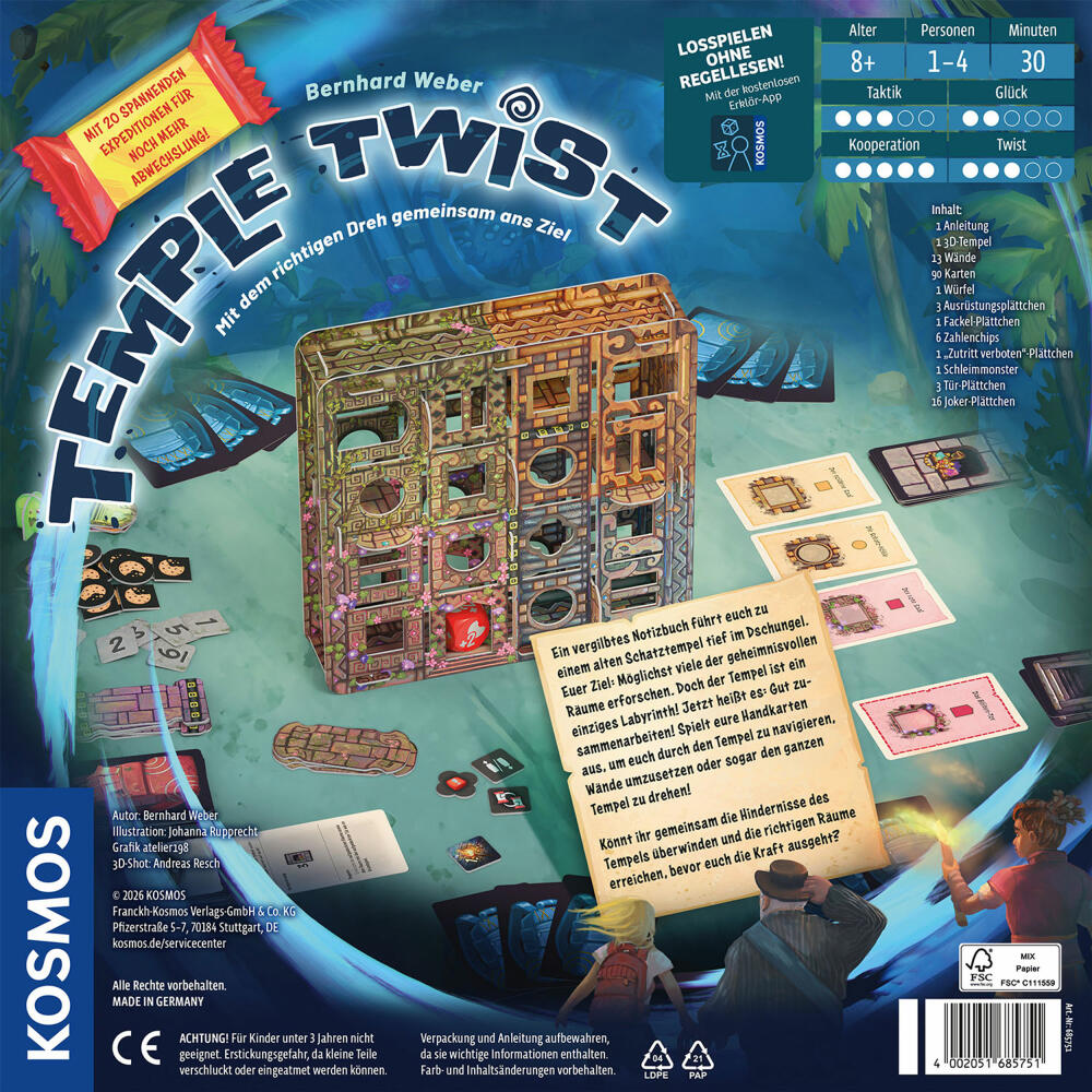 KOSMOS Temple Twist, Kooperatives Spiel, Gesellschaftsspiel, ab 8 Jahren, 685751