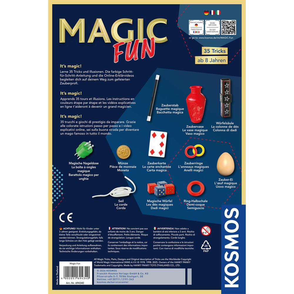 KOSMOS Magic Fun, Zauberkasten, Zaubern, Tricks, Zaubertricks, ab 8 Jahren, 694340