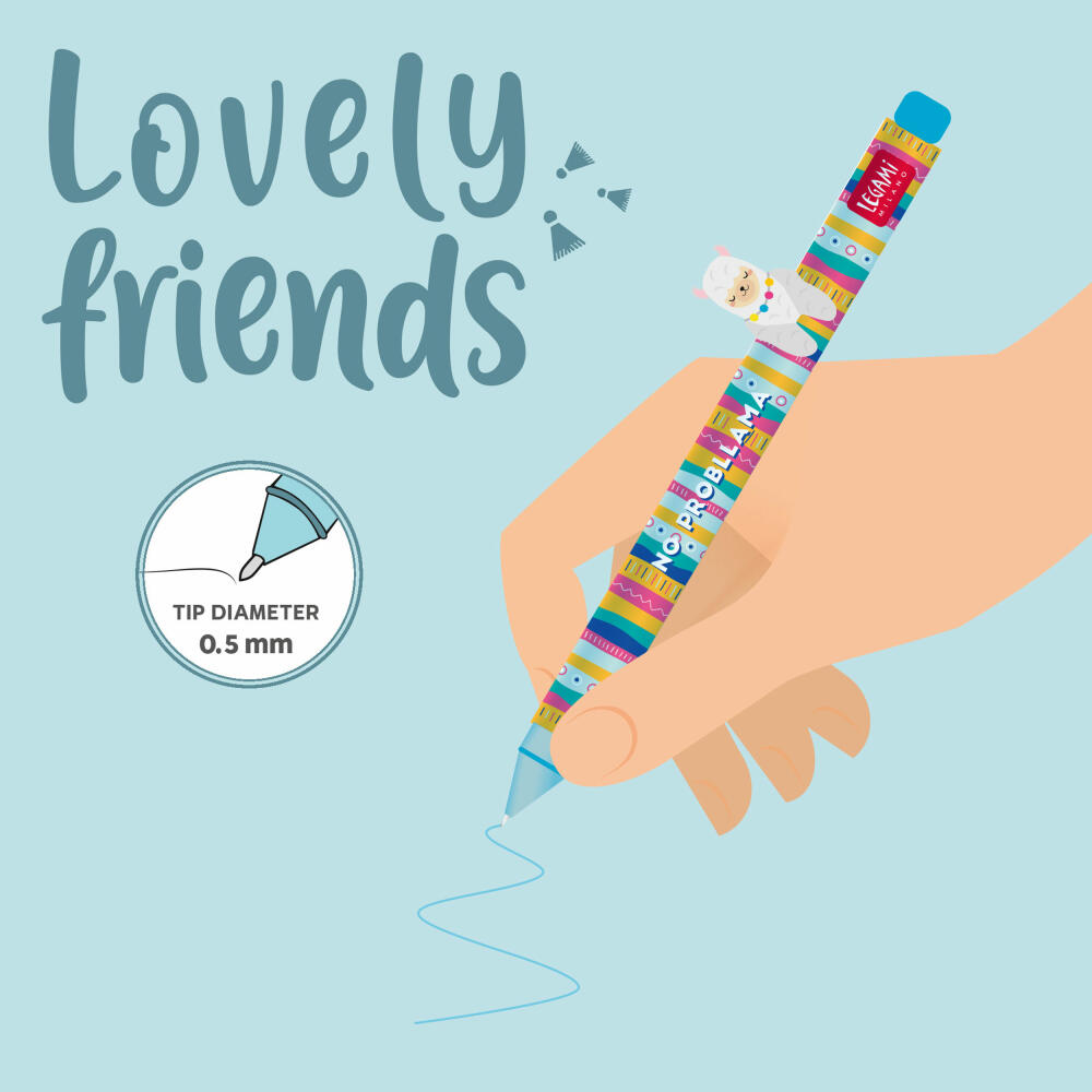Legami Gel Pen Lovely Friends Llama, mit Tierdeko, Gelstift, Gelschreiber, Stift, Lama, Bunt, CPP0025
