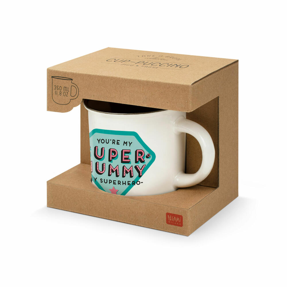 Legami Cup-Puccino Mug Super Mummy, Kaffeetasse, Tasse, Becher, New Bone China, 350 ml, CUP0035