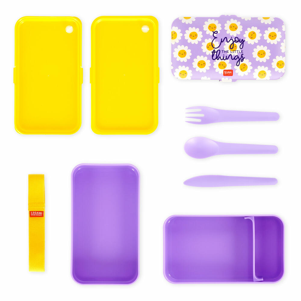 Legami Lunch Box Daisy, mit herausnehmbarem Behälter, Brotdose, Frühstücksdose, 1.2 L, LBD0003