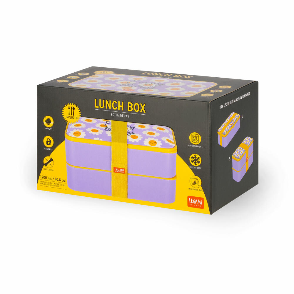 Legami Lunch Box Daisy, mit herausnehmbarem Behälter, Brotdose, Frühstücksdose, 1.2 L, LBD0003