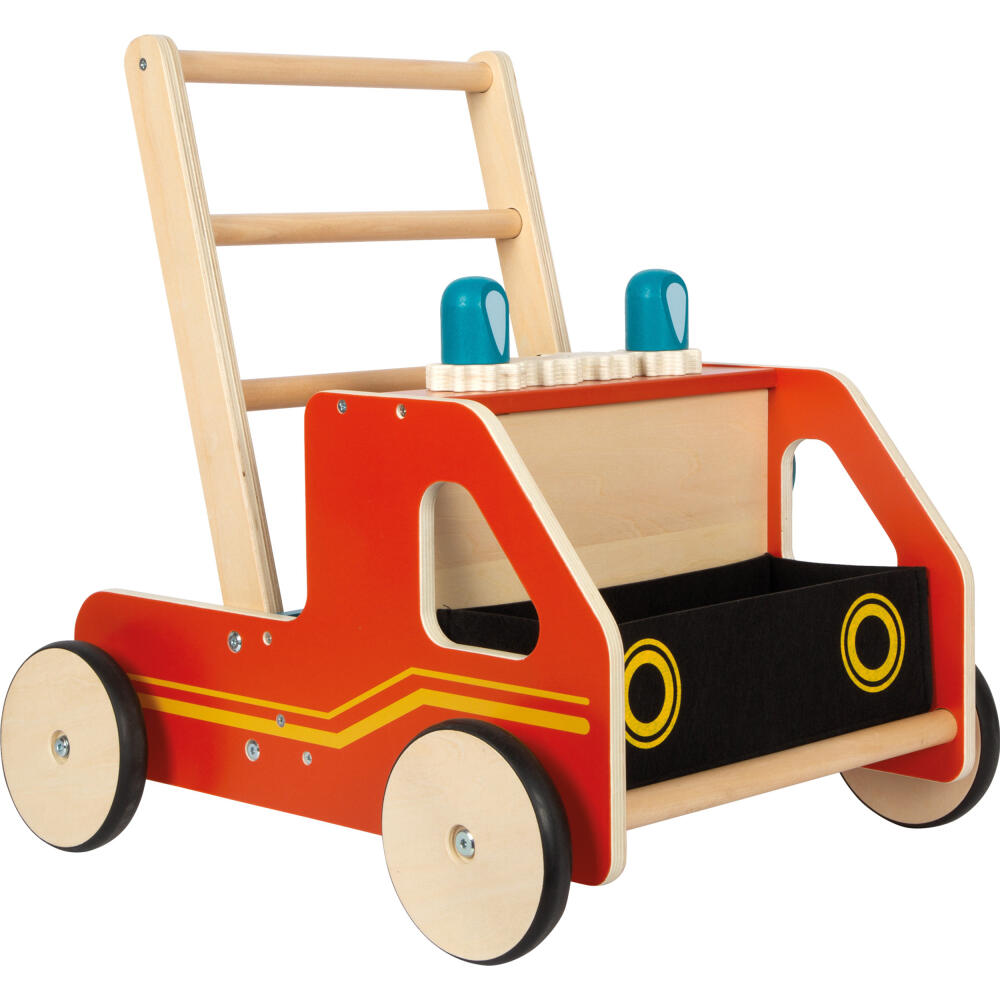 Legler Small Foot Lauflernwagen Feuerwehr, Lauflernhilfe, ab 12 Monate, Holz, Bunt, 12540
