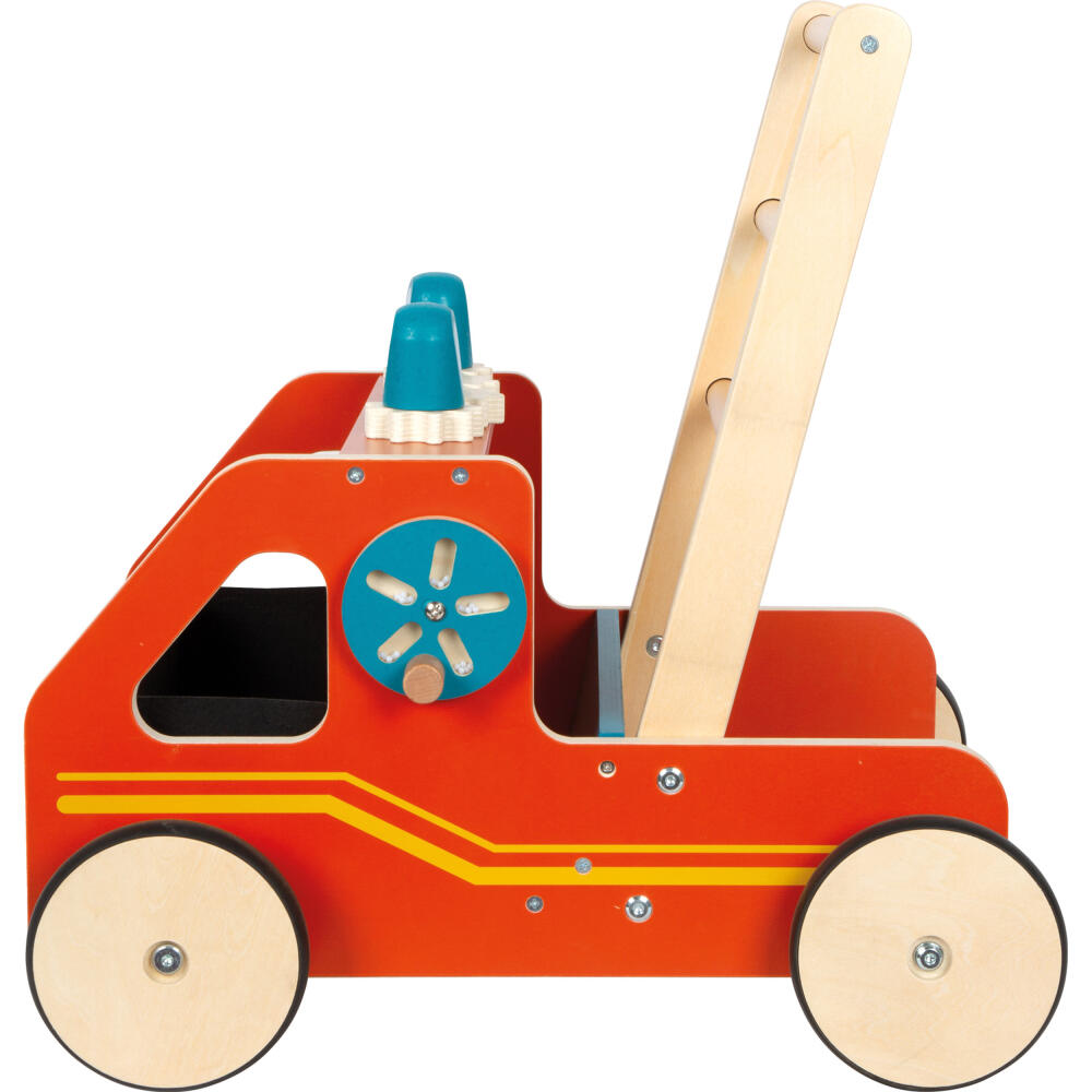 Legler Small Foot Lauflernwagen Feuerwehr, Lauflernhilfe, ab 12 Monate, Holz, Bunt, 12540