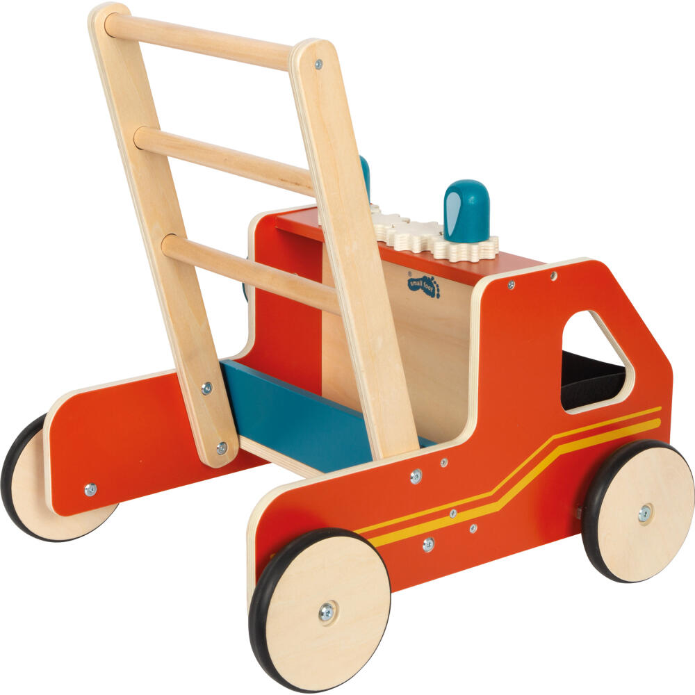 Legler Small Foot Lauflernwagen Feuerwehr, Lauflernhilfe, ab 12 Monate, Holz, Bunt, 12540