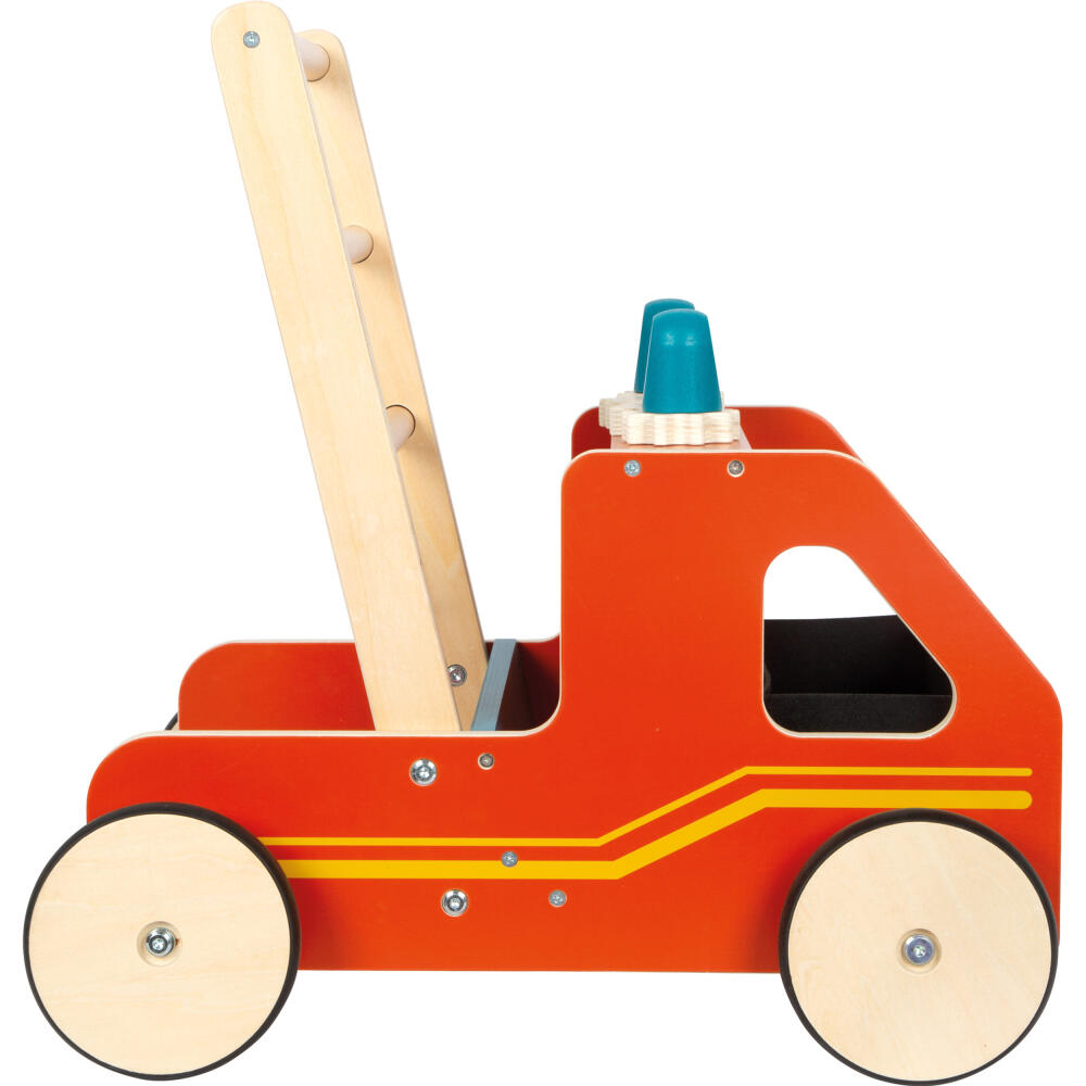 Legler Small Foot Lauflernwagen Feuerwehr, Lauflernhilfe, ab 12 Monate, Holz, Bunt, 12540