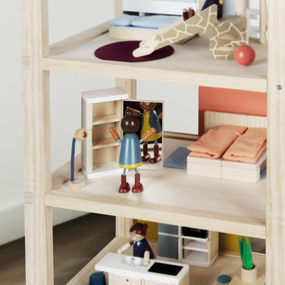 Legler Small Foot Puppenhaus Natur mit Möbeln, Spielhaus, ab 3 Jahre, Holz, Bunt, 12541