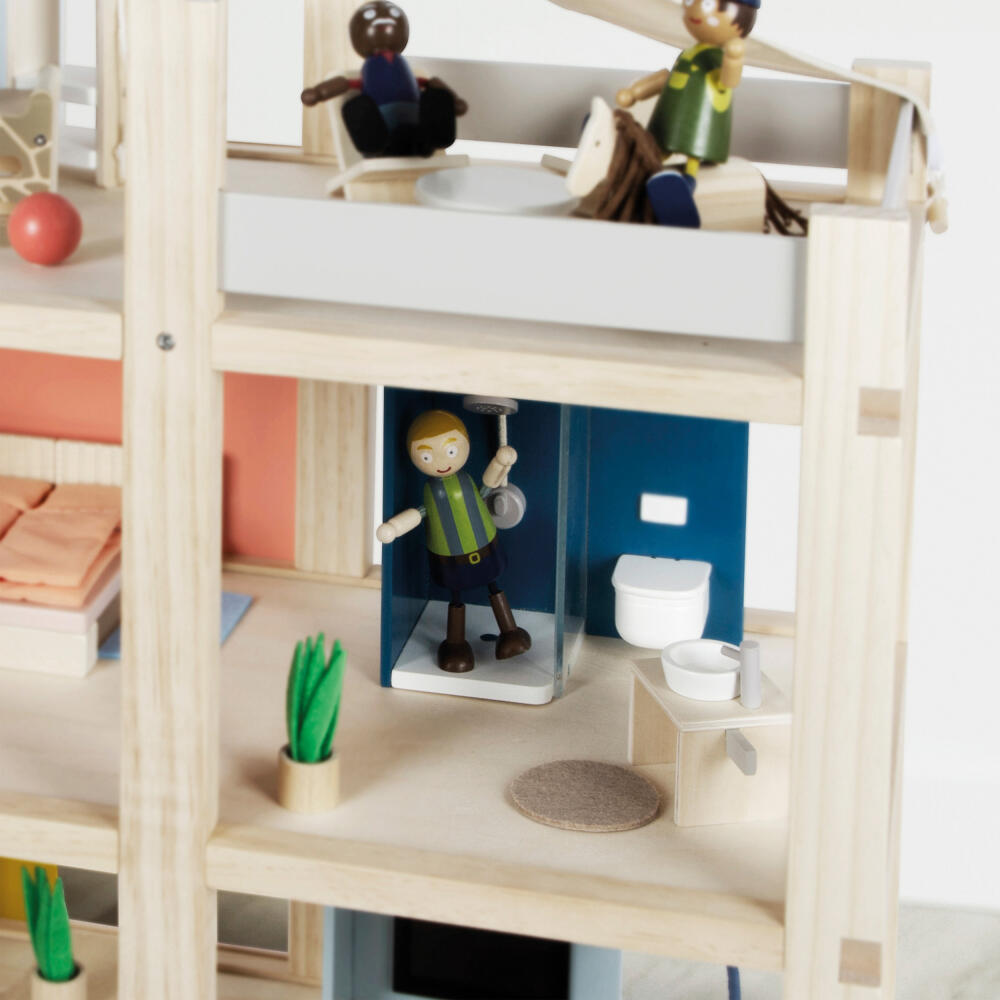 Legler Small Foot Puppenhaus Natur mit Möbeln, Spielhaus, ab 3 Jahre, Holz, Bunt, 12541