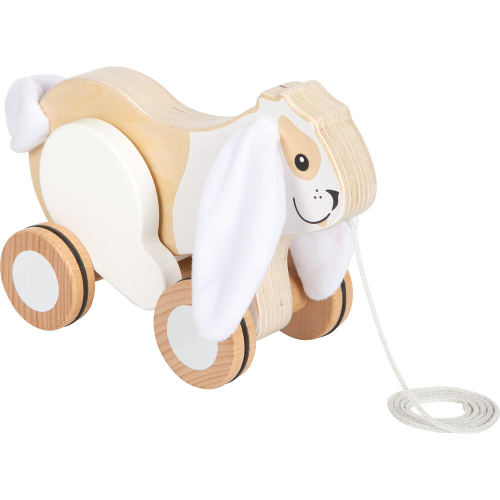 Legler Small Foot Nachziehtier Hase mit Knisterohren, Nachziehspielzeug, ab 12 Monate, Holz, Weiß, 12551