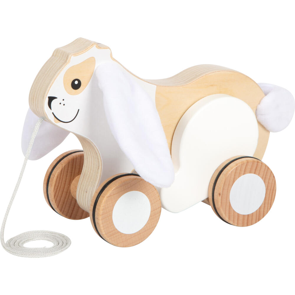 Legler Small Foot Nachziehtier Hase mit Knisterohren, Nachziehspielzeug, ab 12 Monate, Holz, Weiß, 12551