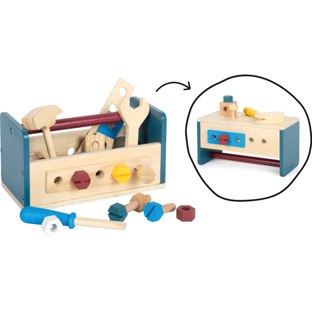 Legler Small Foot Werkzeugkasten und Werkbank Workshop, Kinderwerkbank, ab 3 Jahre, Holz, 12557