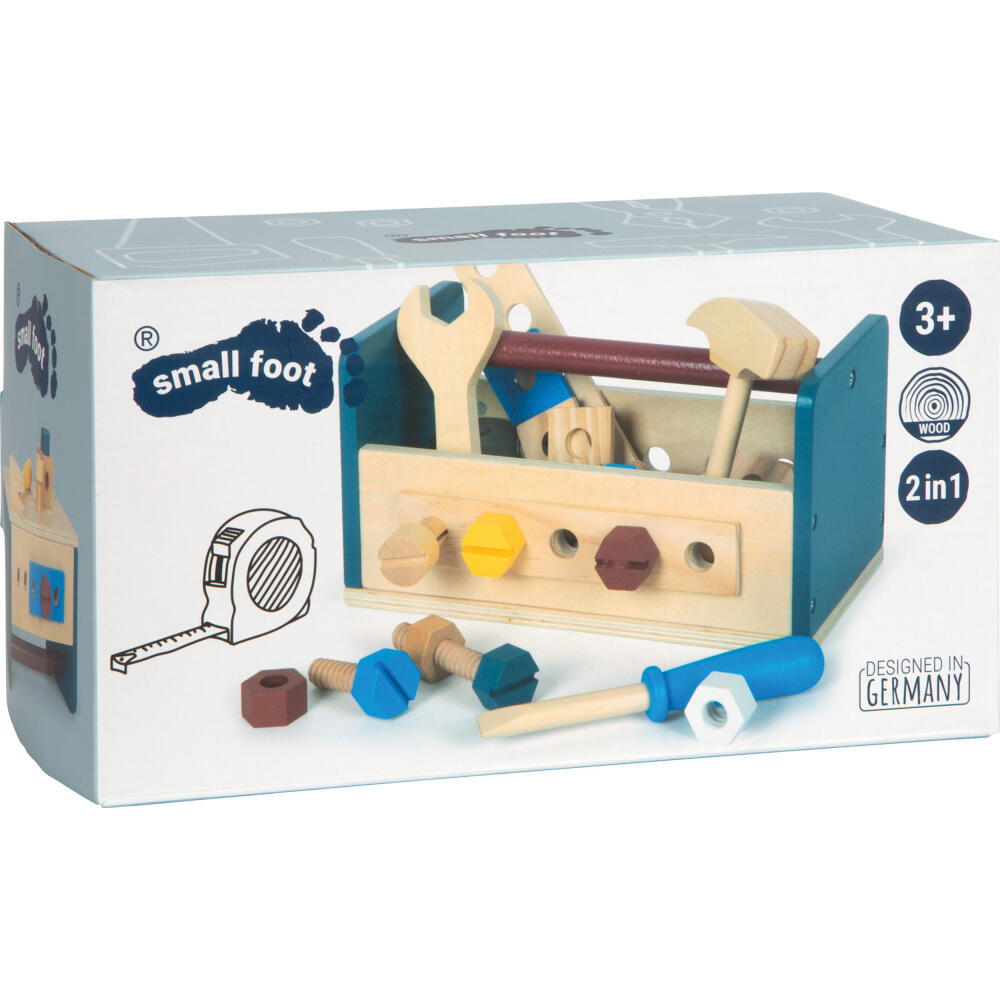 Legler Small Foot Werkzeugkasten und Werkbank Workshop, Kinderwerkbank, ab 3 Jahre, Holz, 12557