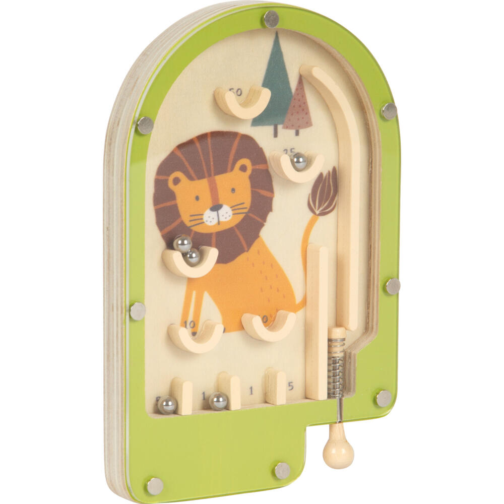Legler Small Foot Mini Flipper Spiel Löwe, Geschicklichskeitsspiel, ab 3 Jahre, Holz, Bunt, 12607
