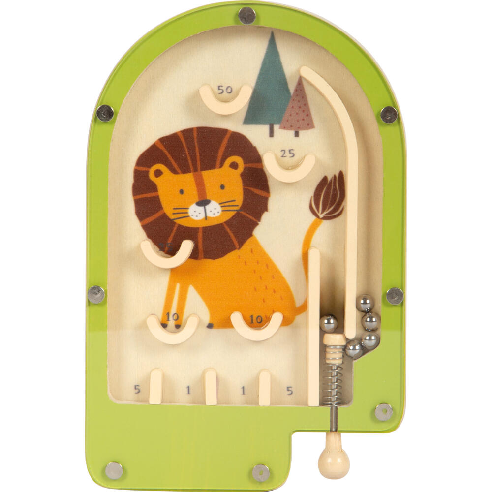 Legler Small Foot Mini Flipper Spiel Löwe, Geschicklichskeitsspiel, ab 3 Jahre, Holz, Bunt, 12607