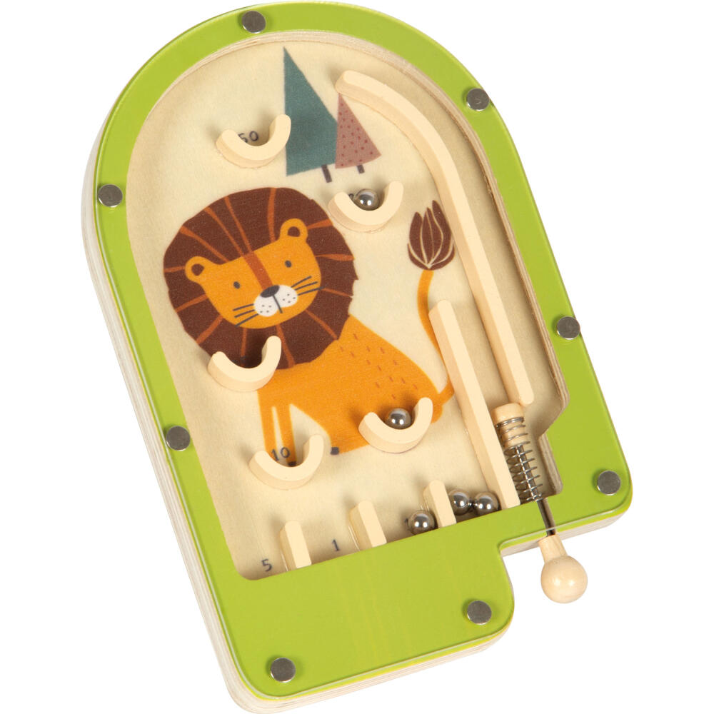 Legler Small Foot Mini Flipper Spiel Löwe, Geschicklichskeitsspiel, ab 3 Jahre, Holz, Bunt, 12607