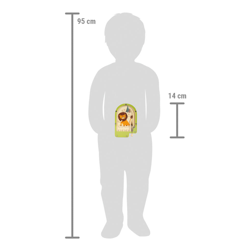 Legler Small Foot Mini Flipper Spiel Löwe, Geschicklichskeitsspiel, ab 3 Jahre, Holz, Bunt, 12607