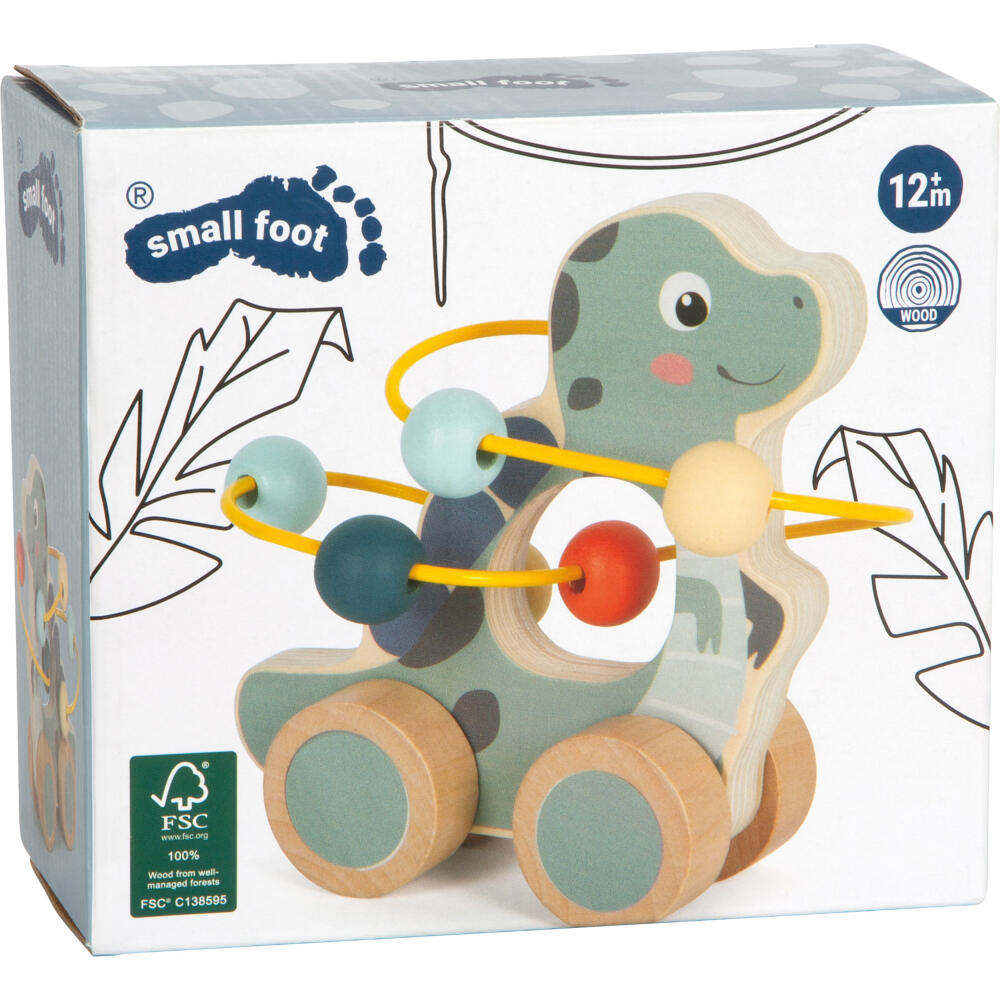 Legler Small Foot Schiebetier mit Motorikschleife Dino, Schiebespielzeug, ab 12 Monate, Holz, Bunt, 12615