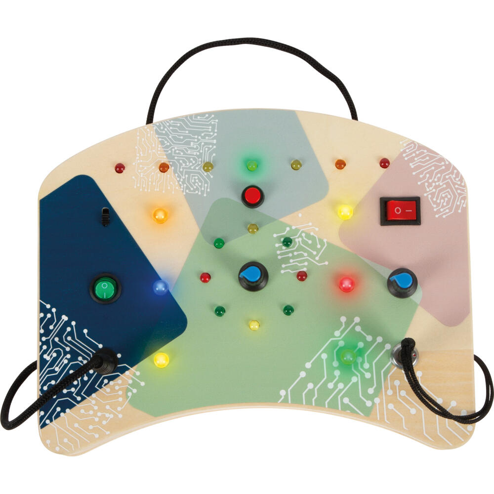 Legler Small Foot Motorikbrett LED Licht und Schalter, Motorikspielzeug, ab 24 Monate, Holz, Bunt, 12623