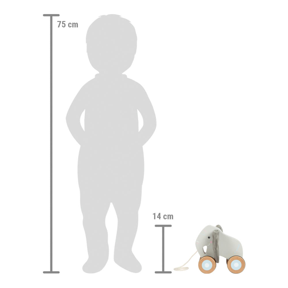 Legler Small Foot Nachziehtier Elefant mit Knisterohren, Nachziehspielzeug, ab 12 Monate, Holz, Bunt, 12624