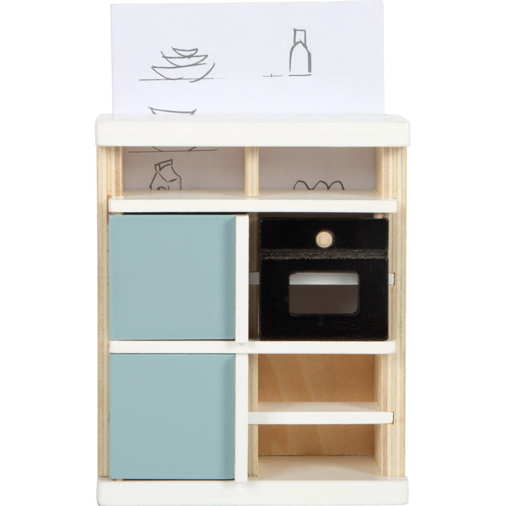 Legler Small Foot Puppenhausmöbel Küche, Puppenhaus, Spielhaus, ab 3 Jahre, Holz, Bunt, 12629