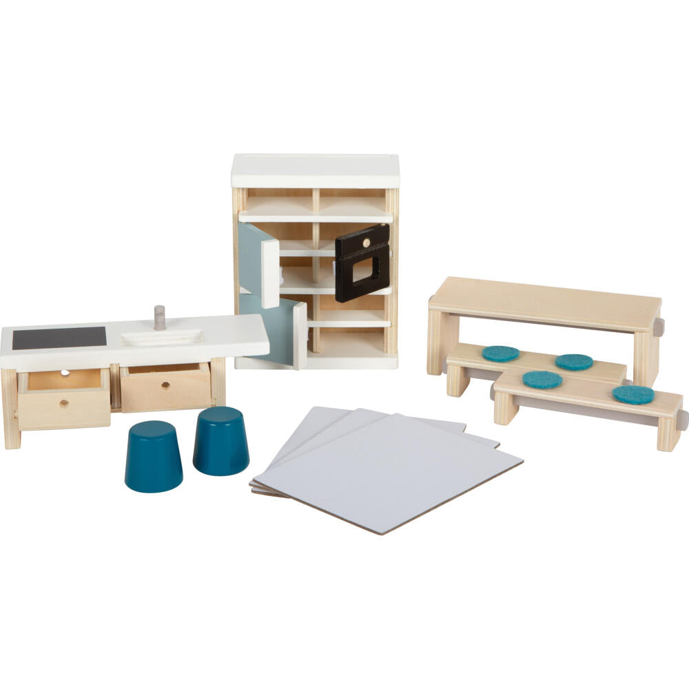 Legler Small Foot Puppenhausmöbel Küche, Puppenhaus, Spielhaus, ab 3 Jahre, Holz, Bunt, 12629
