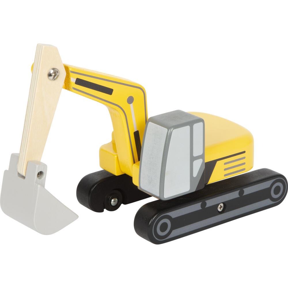 Legler Small Foot Schaufelbagger mit Kabine, Spielzeugauto, ab 24 Monate, Holz, Bunt, 12637