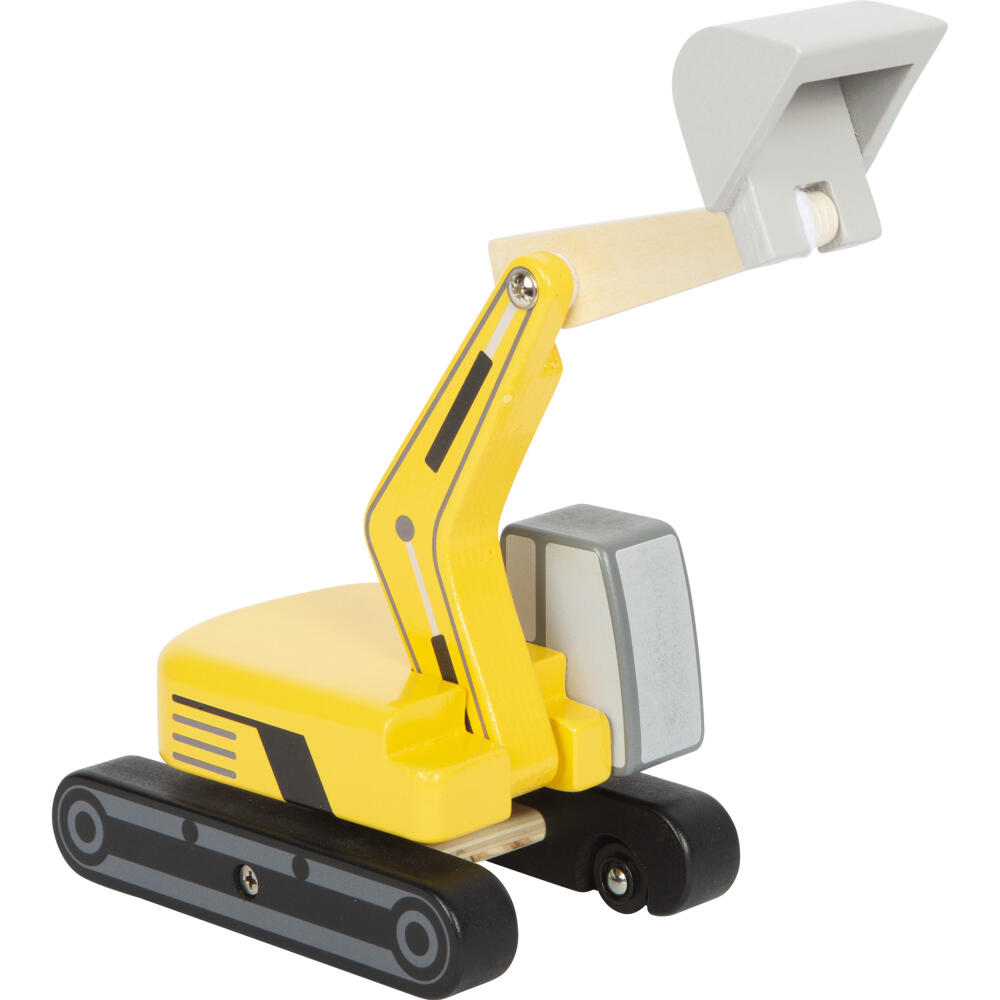 Legler Small Foot Schaufelbagger mit Kabine, Spielzeugauto, ab 24 Monate, Holz, Bunt, 12637