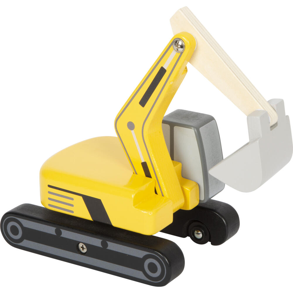 Legler Small Foot Schaufelbagger mit Kabine, Spielzeugauto, ab 24 Monate, Holz, Bunt, 12637