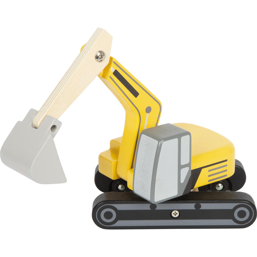 Legler Small Foot Schaufelbagger mit Kabine, Spielzeugauto, ab 24 Monate, Holz, Bunt, 12637