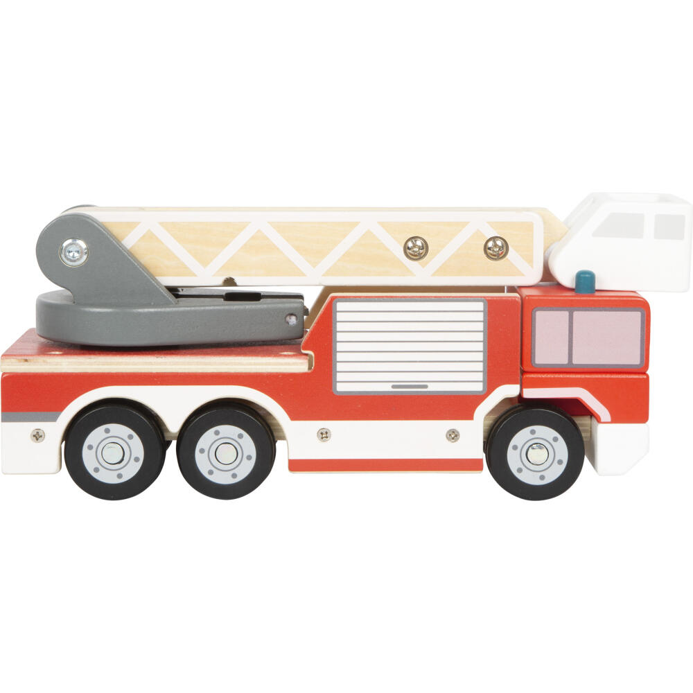 Legler Small Foot Feuerwehr mit Drehleiter, Spielzeugauto, ab 24 Monate, Holz, Bunt, 12638