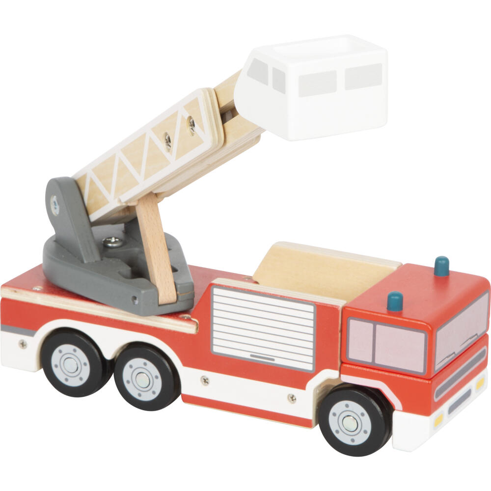 Legler Small Foot Feuerwehr mit Drehleiter, Spielzeugauto, ab 24 Monate, Holz, Bunt, 12638